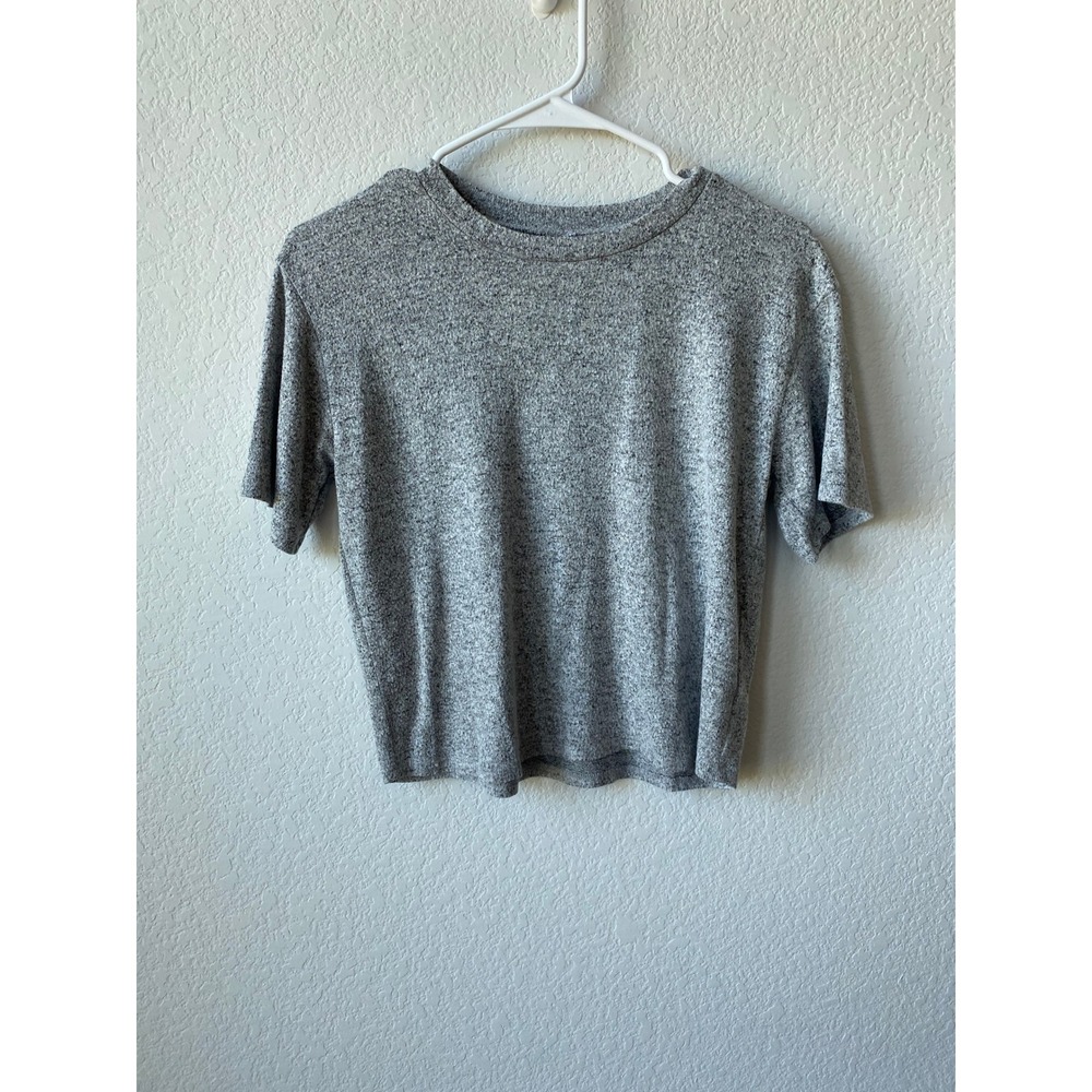 Nordstrom Girls Gray Marl Knit Minimalist T-Shirt Size L 10/12